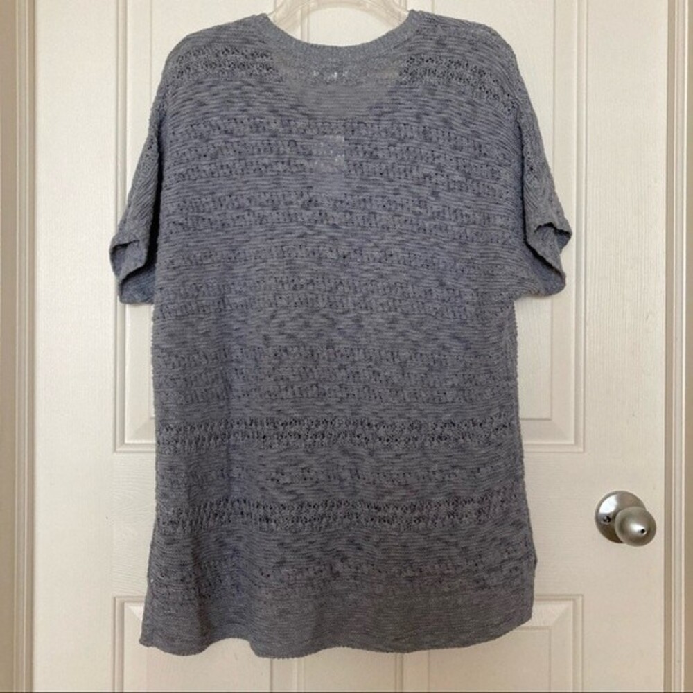 J. Jill Bluestone Open Knit Short Sleeve Sweater Medium - Picture 4 of 12